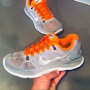 Nike Lunarglide 5 ID Shoes - Neon Orange/Grey - Sz 9 US